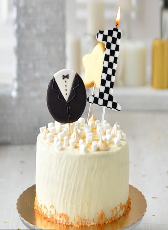 Ethanberg Racing Cars Themed Birthday Number Candle, Black & White Checkered 1st Birthday Candle for Cake Decoration, Number 1 Cake Topper for Baby Boys Girls Anniversary Celebration Party Supplies - Image 5